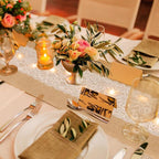 Xinnun 6 Pack Burlap Table Runner with LED String Lights, Modern Rustic Lace Natural Vintage Boho Jute Wedding Table Decor for Farmhouse Thanksgiving Christmas(Classic Style,12x108 Inches)