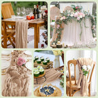 Asee'm 6pcs Cheesecloth Table Runner 120 Inches Long Nude Boho Gauze Cheese Cloth Runner 10FT Rustic Sheer Table Runners for Christmas Wedding Party Baby Shower Spring Easter Decoration