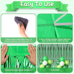 2 Pack Green Foil Fringe Backdrop Curtains, Tinsel Streamers Birthday Party Decorations, Fringe Backdrop for Graduation, Baby Shower, Gender Reveal, Disco Party
