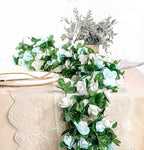 Miracliy 9Pcs 74FT Blue and White Flower Garland Artificial Rose Arch Vines Fake Spring Floral Garland for Flower Wall Backdrop Wedding Mothers Day Garden Tea Party Decoration