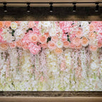 5x3ft Pink Rose Flower Wedding Photography Backdrop Spring Floral Photography Backdrop Valentine's Day Mother's Day Girl Birthday Baby Shower Wedding Bridal Party Banner Photo Booth Props Background