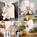 Wedding Arch Cover 6FT 7.2FT Arch Backdrop Cover Fitted Spandex Covers Set of 2 Round Top Chiara Arches Backdrop Stand Covers for Party Birthday Decoration（Beige
