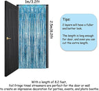 Blue Tinsel Curtain Party Backdrop - GREATRIL Foil Curtain Party Photo Streamers Backdrop for Frozen/Mermaid/Under Sea/Baby Party Decorations - Pack of 2