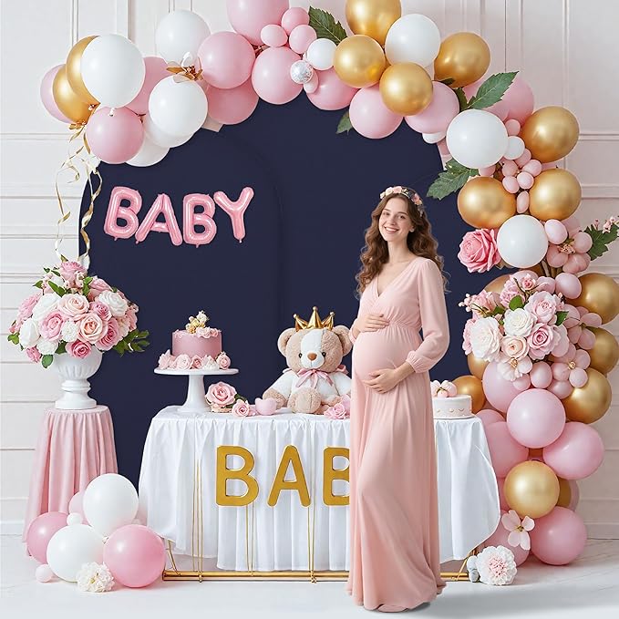 Wedding Arch Covers Arch Backdrop Cover Arch Stand Covers 7.2FT 6.6FT 6FT Set of 3 Arch Cover Spandex Fabric Stretchy Backdrop for Wedding Birthday Party Decoration Baby Shower (Dark Blue)