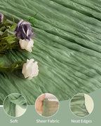 Sage Green Cheesecloth Table Runner 120 Inch, Boho Rustic Gauze 10 FT, Summer Cheese Cloth Runner for Wedding, Baby Bridal Shower, Party, Farmhouse Centerpiece Home Decorations