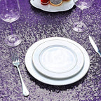 QueenDream Tablecloth 90x156 Rectangle Sequin Tablecloth Purple Wedding Table Linens Glitter Birthday Bridal Party Indoor Outdoor Decorations