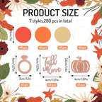Whaline 280Pcs Fall Wedding Confetti Glitter Fall in Love Ring Pumpkin Paper Confetti Pink Orange Table Decorations for Autumn Wedding Baby Shower Birthday Party