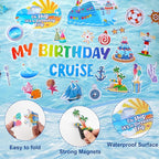 26 Pcs Birthday Cruise Door Decorations Magnetic, Funny Cruise Ship Sea Navigation Door Magnets Stickers Cruise Door Decor for Cabin Door Fridge Car Accessories Carnival Birthday Party Supplies