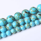 Blue Shell Turquoise Stone Beads Gemstone Round Crystal Energy Jade Beads Stone Beads for Jewelry Making DIY Bracelet Necklace Jewelry Making 1 Strand 15.5inch 35PCS 10MM