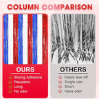 2 Pack Red White and Blue Tinsel Foil Fringe Curtains, 4th of July Decorations, Metallic Tinsel Party Streamers Backdrop for Patriotic, Memorial Day, Independence Day Party Decorations