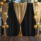 10ft×9ft Black Backdrop Curtain, Wrinkle Free Thick Polyester Drapes for Backdrop, 2 Panels 5ft x 9ft Photo Backdrop Curtains for Parties Birthday Wedding Graduation Photography Background Cloth