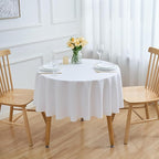 6 Pack White 60 Inch Round Tablecloths. Stain and Winkle Resistant Polyester Washable White Table Cloths for Parties Wedding Dining