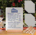 Frosted Blank Acrylic Sign with Wooden Stands - 10 Pack DIY Rectangle Customizable Sign Kit for Wedding Table Numbers, Restaurant Party Bridal Shower (6x8 Inch)