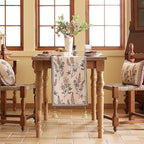 ISAENNE Designer Light Beige Linen Extra Long Table Runner 118 Inches,Vintage Floral Wrinkle Resistant Table Runners for Dining Tables,Christmas,Thanksgiving,Kitchen Tables,12"*118"-Helena A