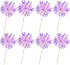 Ephlyn 30Pcs Foil Firework Cupcake Toppers Sparkle Tinsel Cupcake Picks Happy Birthday Cake Decorations Drink Stirrers Cocktail Food Fruit Toothpicks for Baby Shower Graduation Party Supplies Purple