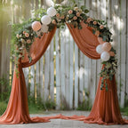 Wokceer Wedding Arch Draping Fabric Terracotta 3 Panels 28.7" x 20FT Sheer Fabric Drapes Backdrop Arch Draping Fabric for Wedding Ceremony Birthday Party Bridal Shower Decoration