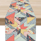 Boho Patchwork Table Runner, Vintage Farmhouse Colorful Wildflowers Bohemian Paisley Flower Table Center Decor for Home Kitchen Dining Patio Holiday Party Indoor Table Decorations, 13"x90" Inch