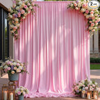 10×12ft Wrinkle Free Pink Backdrop Curtain for Wedding Parties, 2 Panels 5×12ft Long Soft Silky Polyester Backdrop Drapes Baby Pink Photo Back Drop Curtains for Party Photography Background Cloth