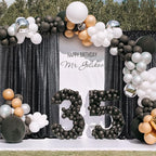 Sugargirl Halloween Black Sequin Backdrop Curtain 4 Panels 2FTx8FT Glitter Black Background Drapes Sparkle Photography Backdrop for Party Wedding Birthday Wall Decoration