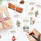 40 Pcs Christmas Gift Tags, 2.1"×3.5" Merry Christmas Tree Paper Tags with String, Hanging Presents Label Wrapping for Party Favor Decorations, 4 Styles - A03