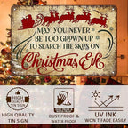 Christmas Signs Vintage Metal Tin, May You Never to Too Grown Up to Search The Skies Christmas Eve 8x12 Inch Rustic Wall Art for Festive Home Decor and Holiday Gifts