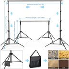 Photo Backdrop Stand 9ft x 10ft Photograhy Adjustable Background Stands Support Kit with Carry Bag for Photo Studio, Photoshoot, Parties, Photographic Equipments
