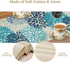 Floral Table Runner,Blue Flowers Print Spring Summer Table Cloth Kitchen Dining Table Home Party Decoration 13x90 Inch