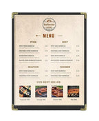 Goodsmart Restaurant Menu Covers – 25 Pack Black 2-View, Top-Loading Menu Holders, Vinyl & Plastic Café Menu Covers, Clear Menu Sleeves, Fits 8.5" x 11", Leather-Style Design, Gold Corners