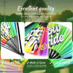 SYNTECSO Folding Hand Fan for Rave, Popping Fan for Line Dancing, Drag Queen, Women and Men Gift，Chinese Japanese UV Glow Clack Fan for Parties, Music Festivals, EDM and Decoration