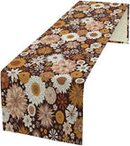 Boho Floral Table Runner, Vintage Country Farmhouse Daisy Flowers Modern Kitchen Dining Room Decoration for Indoor and Outdoor Wedding Party Banquet Table Runner 13x108 Inch