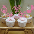 30 PCS He Asked She Said Yes Cupcake Toppers Diamond Ring Cupcake Picks Love I Do Cake Picks for Wedding Enaggement Bridal Shower Party Cake Decorations Supplies Pink