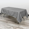 YOUR CHAIR COVERS - 60 x 102 inch Rectangular Crinkle Taffeta Tablecloth - Dark Silver/Platinum, Rectangle Table Linens for 6 ft Rectangular Tables, Wedding Crushed Table Cloth