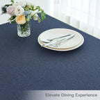 maxmill Linen Texture Tablecloth Water Resistant Antiwrinkle Spillproof Wipeable Washable Soft Fabric Table Cloth for Dining Room, Buffet Banquet Party Holiday, Rectangular 60 x 108 Inch, Navy Blue