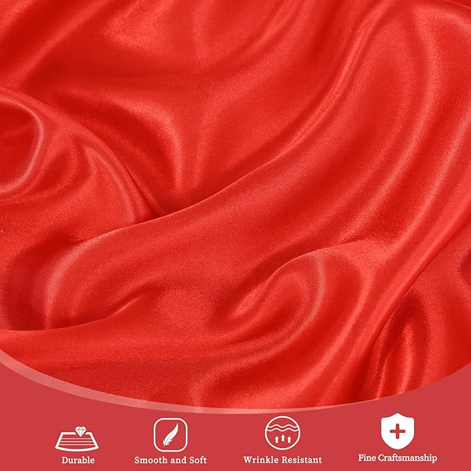 fani 12 Pack 108 Inch Red Satin Tablecloth - Silky Round Tablecloth Overlay Smooth Fabric Table Cover, Bright Table Decoration for Wedding Party Banquet Events Restaurant Kitchen Dining