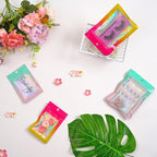 Funfery 100 Pack Gradient Holographic Bags,Mylar Resealable Bag with Zipper,Clear Window Packaging Pouch,Smell Proof Bags for Food Storage,Sample Jewelry Baggies(6.3x9.4In,Green Pink)