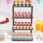 Cupcake Stand, 4 Tier Cupcake Stand for 50 Cupcakes, Wood Cake Stand, Rustic Dessert Table Display Set Tiered Tray Stand, Serving Tray Cake Stands for Party Wedding Birthday