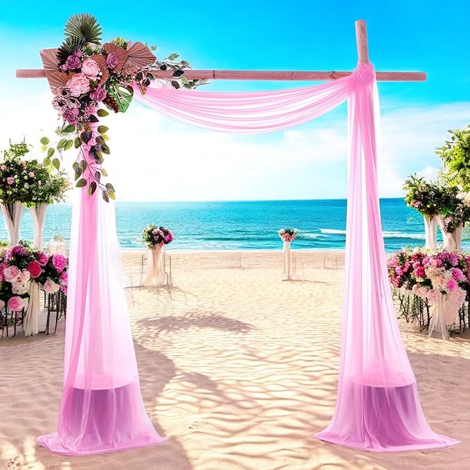 MDS Halloween Chiffon Draping Fabric - 1 Panel, 30" Wide x 30ft Long - Sheer Spooky Arbor & Canopy Drapery for Haunted House Backdrops, Party Ceilings, DIY Costumes & Themed Events - Bubblegum Pink