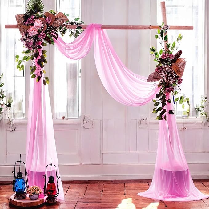 MDS Halloween Chiffon Draping Fabric - 1 Panel, 30" Wide x 50ft Long - Sheer Spooky Arbor & Canopy Drapery for Haunted House Backdrops, Party Ceilings, DIY Costumes & Themed Events - Bubblegum Pink
