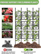 4 Sets Garden Trellis for Climbing Plants, Kalolary 5.5FT Plastic Love Screen Plant Trellis Frame for Potted Plants Rustproof Thicken Cucumber Trellis Stand for Vines Flowers Vegetable Indoor Outdoor