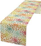 Mid Century Flower Table Runner, Colorful Geometric Abstract Chrysanthemum Vintage Farmhouse Decorations Orange Yellow Gray Table Runner for Kitchen Dining Holiday Party Decor, 13x70 Inch