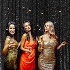 Poise3EHome Black Sequin Backdrop, 20Ft x 10Ft Glitter Photography Background Curtains for Halloween Party Wedding Birthday Christmas Thanksgiving Decoration