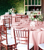 6 Packs Satin Tablecloth 120 Inch Rose Gold Round Table Cloth Silk Tablecloth Smooth Fabric Overlay Satin Table Cover Decoration for Wedding Party Banquet Events