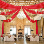 DUOBAO Ceiling Drapes 5FTx10FT Red Backdrop Curtains for Tent Drape Elegant Events Dark Red Wedding Arch Draping Fabric Sheer Chiffon Curtain for Banquet Room Graduation Prom, 6 Panels 5×10ft