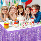 6 Pack 29x108 Inch Light Purple Wave Foil Fringe Table Skirts Metallic Banner for Tinsel Streamer Garland Backdrop for Parade Floats Mother's, Graduate, Mardi Gras, Birthday, Wedding Party Decorations
