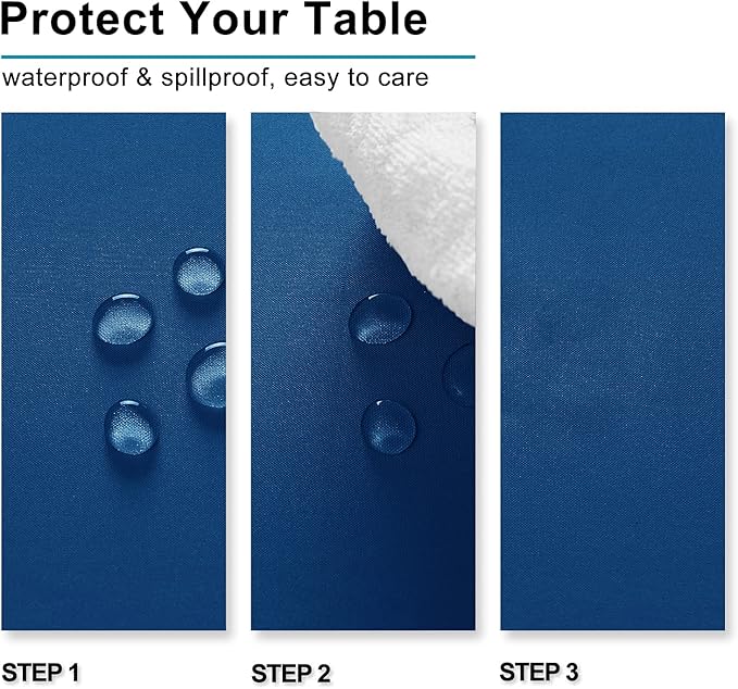 Hiasan 2 Pieces Royal Blue Tablecloth Rectangle - Waterproof and Washable Fabric Table Cloth for Card Tables, 54 x 80 Inch