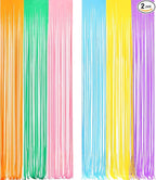 Pastel Tinsel Curtain Party Backdrop - GREATRIL Pastel Color Foil Fringe Curtain Photo Booth Streamers for Birthdays Easter Baby Bride Shower Unicorn Girls Party Decorations