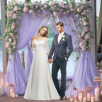 10x10 Purple Tulle Backdrop Curtains for Parties, Sheer Backdrop Curtain Wedding Photo Background Drapes for Baby Shower Photography Birthday Party