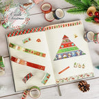 16 Rolls Christmas Washi Tape Holiday Masking Tape 4 Sizes Red Green Christmas Wrapping Tape Glod Foil Decorative Tape for Christmas Scrapbook Journal DIY Craft Gift Wrapping（Christmas