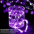 24 Pack Purple Fairy Lights 7Ft 20 LED Twinkle String Lights 3 Modes Battery Operated Waterproof Firefly Starry for Mason Jar Party Wedding Christmas Valentines Day Table Centerpieces