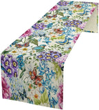 Brown Bird Floral Table Runner Spring Flower Kitchen Table Decoration Suitable for Family Dinner Decoration 13x108 Inch